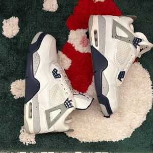 Jordan 4 White and Navy Sneakers